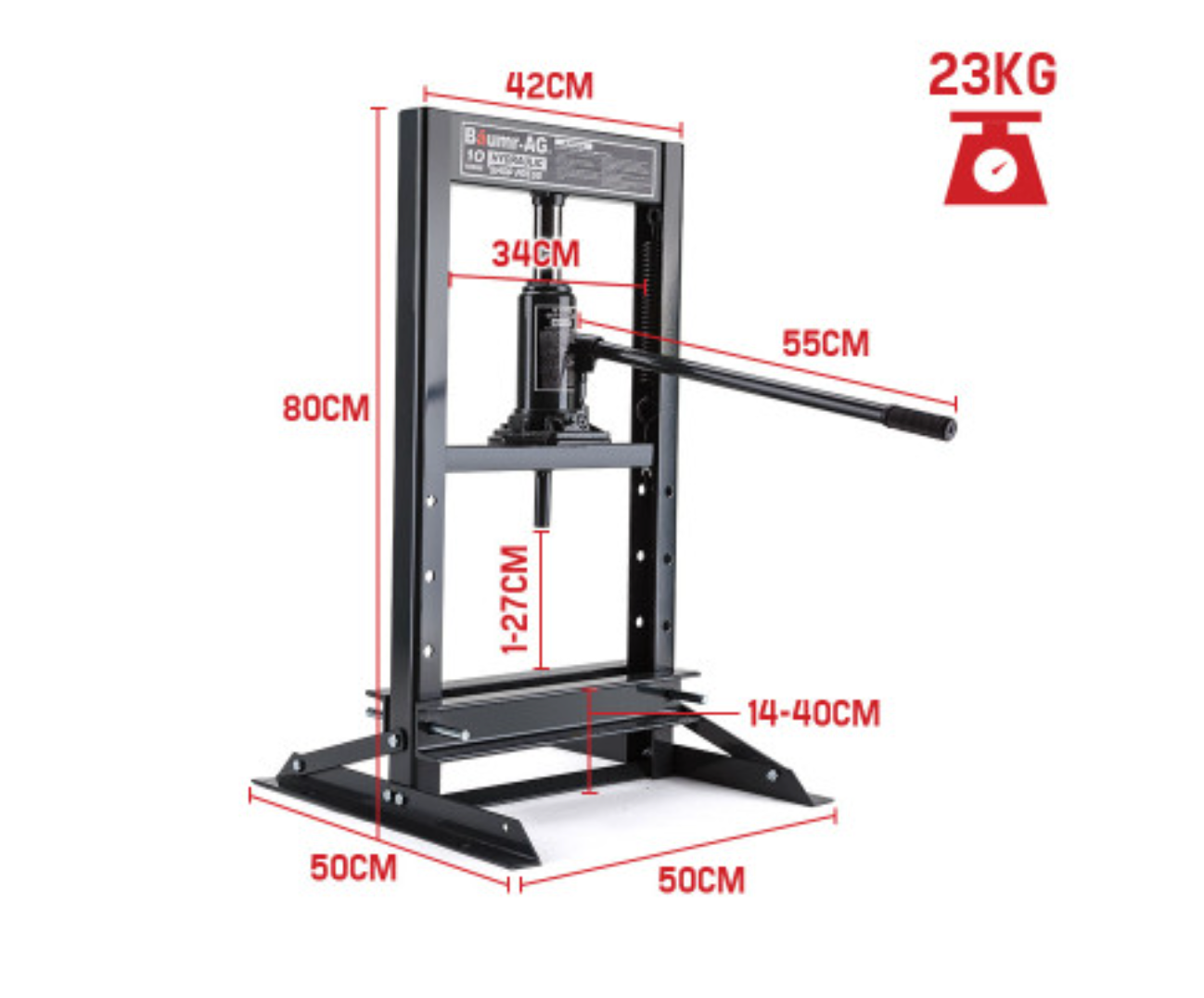 BAUMR-AG 10 TONNE HYDRAULIC PRESS JACK BENDING STAND H-FRAME