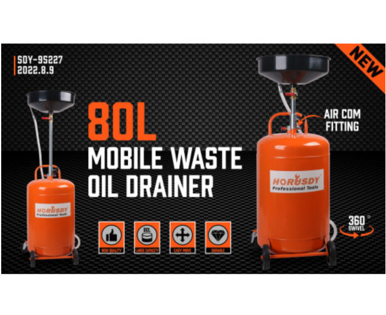 HORUSDY 80L PNEUMATIC WASTE OIL DRAINER