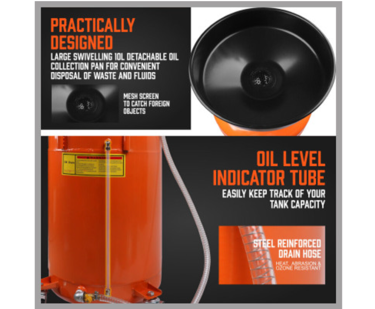 HORUSDY 80L PNEUMATIC WASTE OIL DRAINER