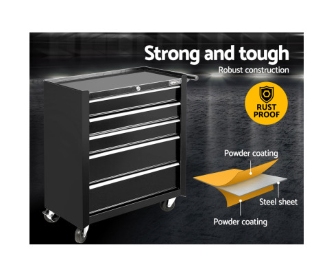 GIANTZ 5 DRAWER PORTABLE STORAGE TROLLEY