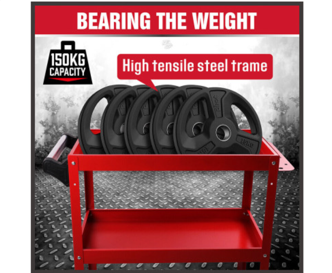 HORUSDY 150KG CAPACITY STORAGE CART - BLACK