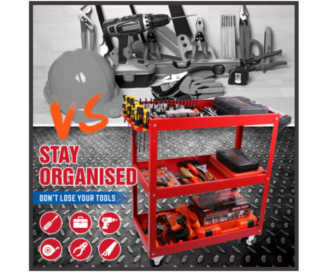 HORUSDY 150KG CAPACITY STORAGE CART - BLACK