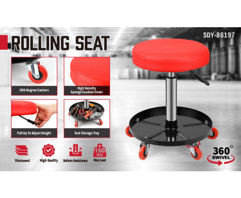 150kg Load Pneumaticc Rolling Stool With Tool Tray
