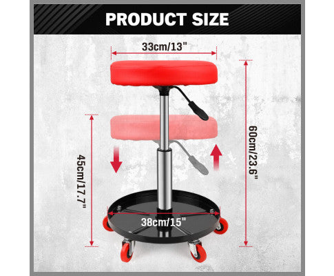 150kg Load Pneumaticc Rolling Stool With Tool Tray