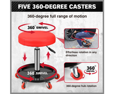150kg Load Pneumaticc Rolling Stool With Tool Tray