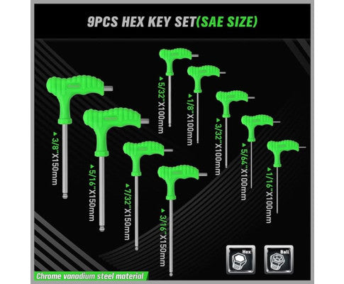 18PCE T-HANDLE ALLEN KEY SET