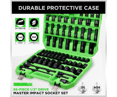 SWANLAKE 1/2" DRIVE IMPACT SOCKET SET 66PCE