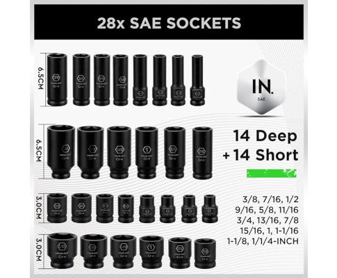 SWANLAKE 1/2" DRIVE IMPACT SOCKET SET 66PCE