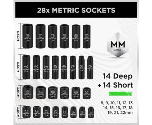SWANLAKE 3/8" DRIVE IMPACT SOCKET SET 50PCE