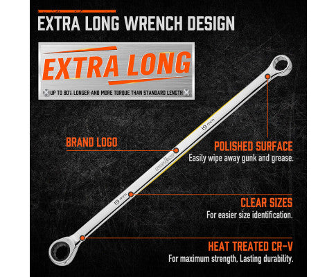 HORUSDY 10PCE X-LONG RATCHET SPANNER SET