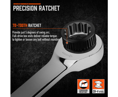 HORUSDY 10PCE X-LONG RATCHET SPANNER SET