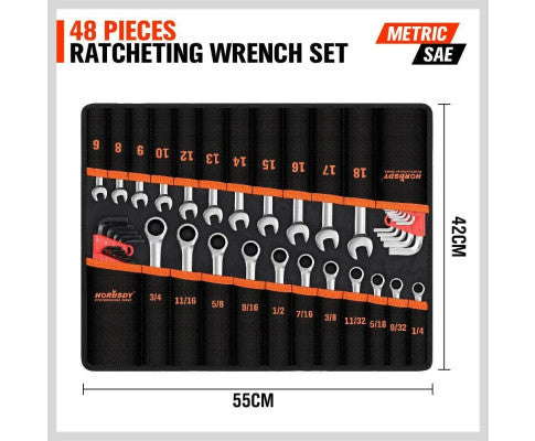 48PCE RATCHET WRENCH SET WITH ROLLING POUCH