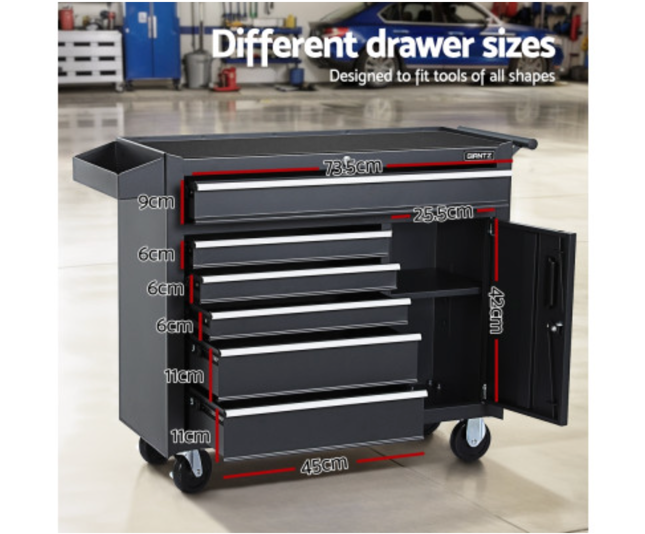 GIANTZ 6 DRAWER PORTABLE STORAGE TROLLEY