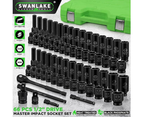 SWANLAKE 1/2" DRIVE IMPACT SOCKET SET 66PCE